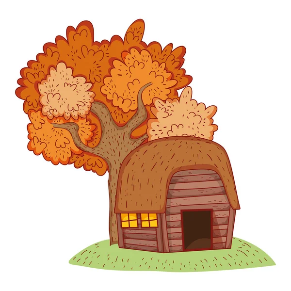Wooden house at forest — Stock Vector