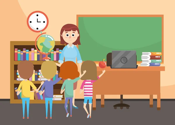 İlköğretim Okulu çizgi film — Stok Vektör