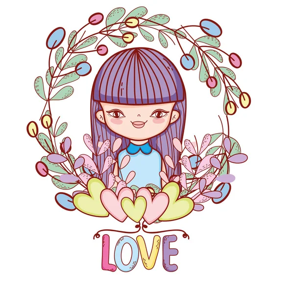 Niña lindo dibujos — Vector de stock