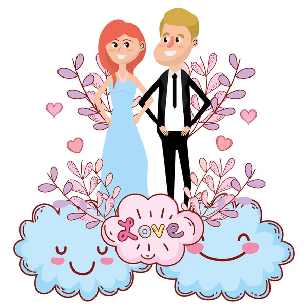 Wedding portrait cartoon — Stock Vector