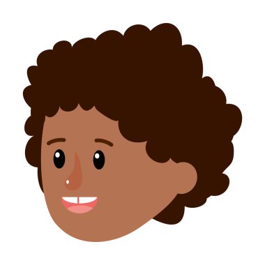 mutlu çocuk kafa kıvırcık saç modeli ile