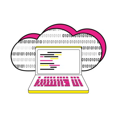 veri bulut ve programlama kodu ile lapto