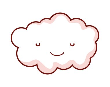 Kawaii mutlu doğa kabarık bulut