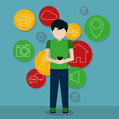 Genç adam ve smartphone