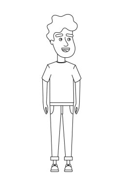 Anahat mutlu adam kıvırcık saçlı ve rahat kıyafetler