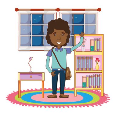 Genç adam vücut çizgi film