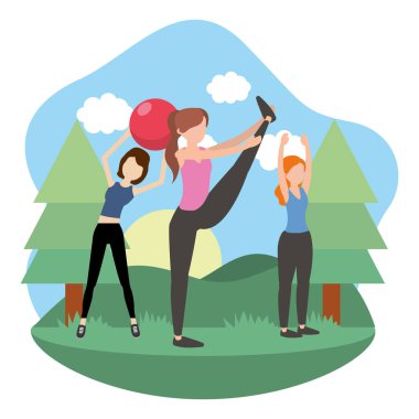 genç kadın karikatür egzersiz