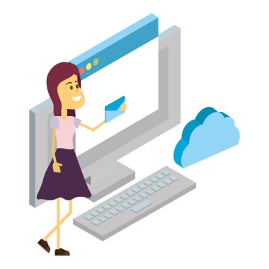 Kadın ve teknoloji izometrik