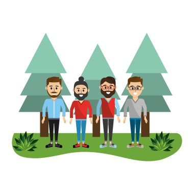 çam ağaçları ile mutlu erkek arkadaş