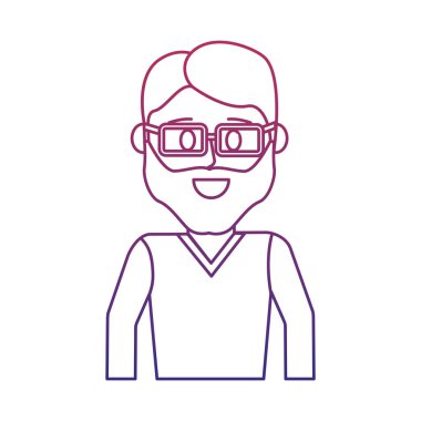 gözlük ve rahat forması giyen bozulmuş anahat mutlu adam