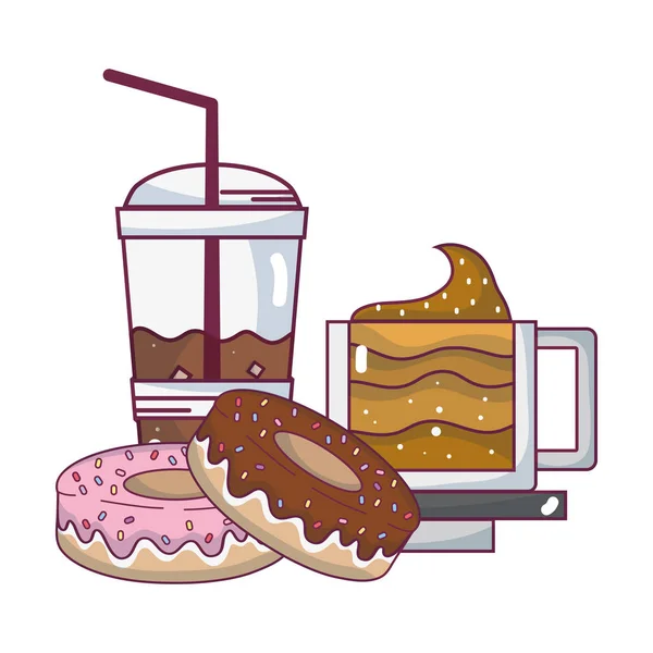 Donuts aliments sucrés — Image vectorielle