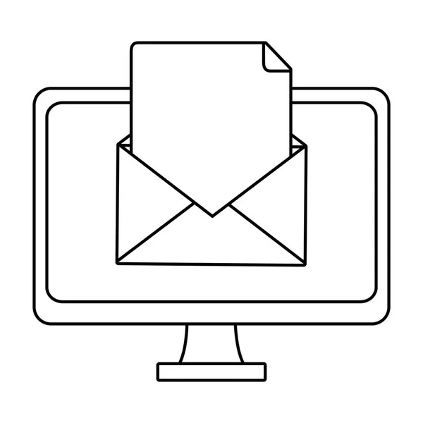 Επιχειρήσεις και ηλεκτρονικό ταχυδρομείο σε μαύρο και άσπρο — Διανυσματικό Αρχείο