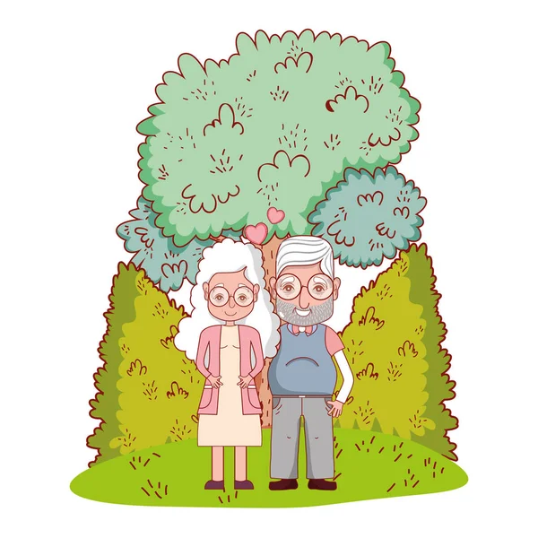 Lindo abuelos pareja dibujos animados — Vector de stock