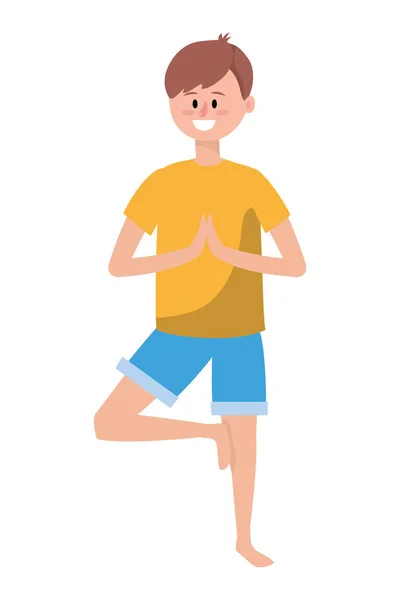 Hombre en forma practicando yoga — Vector de stock