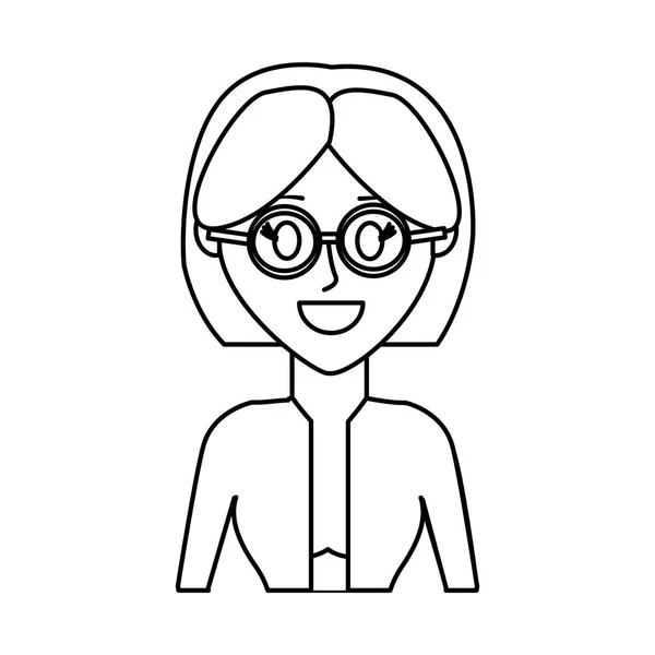 Contorno donna con camicetta elegante indossare occhiali — Vettoriale Stock