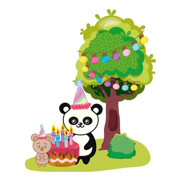 Dibujos animados animales de cumpleaños — Vector de stock