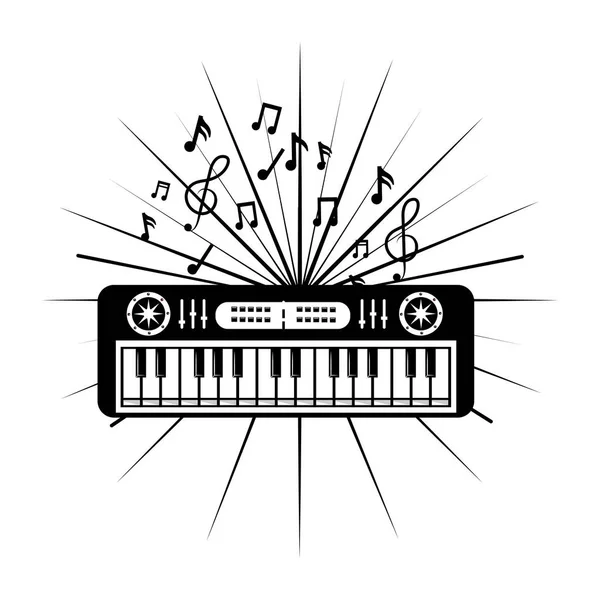 Clavier avec notes de musique — Image vectorielle