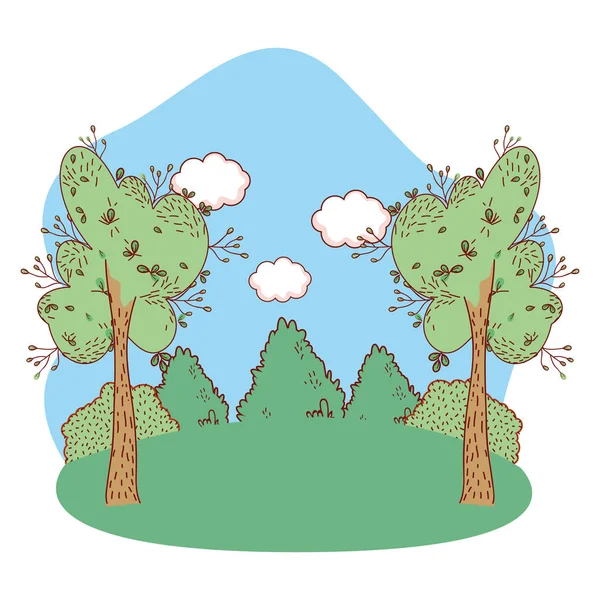 Al aire libre paisaje paisaje dibujos animados — Vector de stock