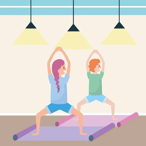 Fitte Frauen praktizieren Yoga — Stockvektor
