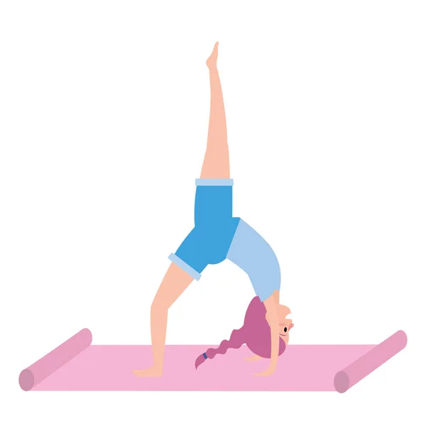 Fit woman practicing yoga - Stok Vektor