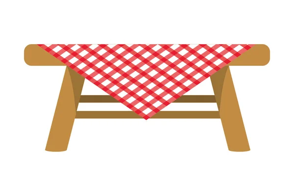 Mesa de piquenique com toalha de mesa — Vetor de Stock