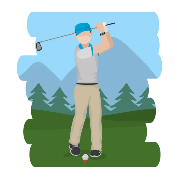 Kartun pemain golf - Stok Vektor