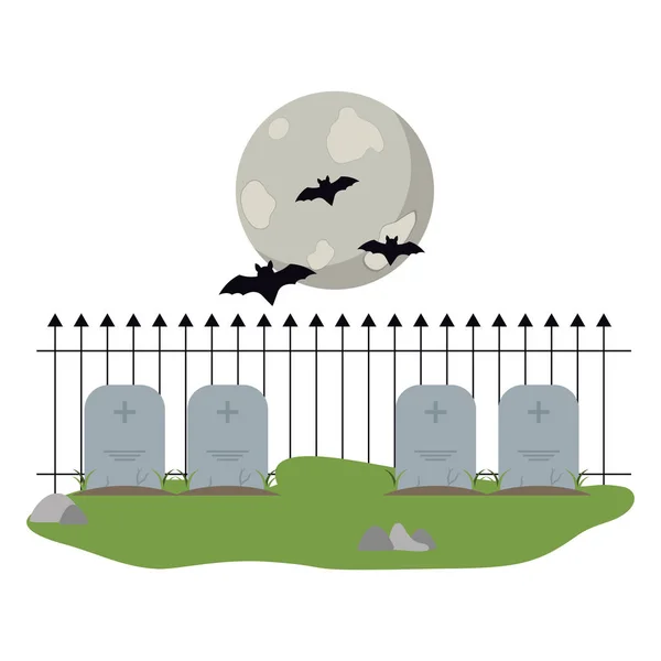 Paisaje nocturno de Halloween — Vector de stock