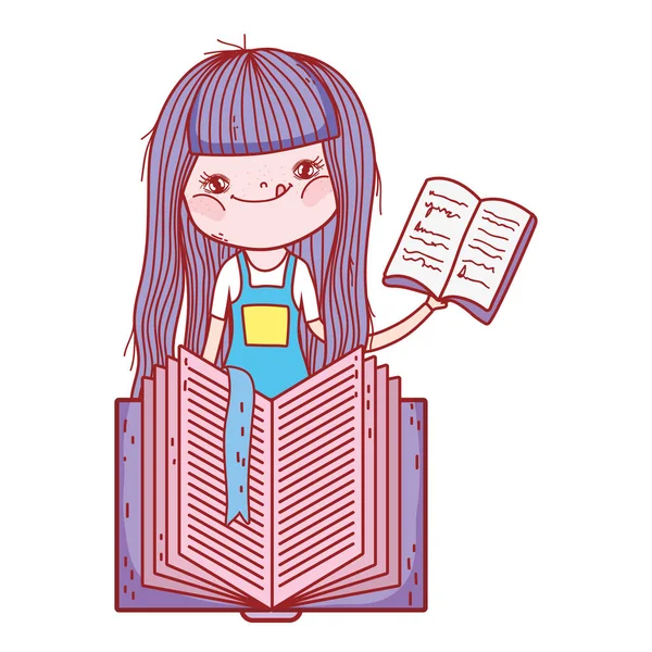 快乐的小女孩阅读书glad liten tjej läsa bok — Stock vektor