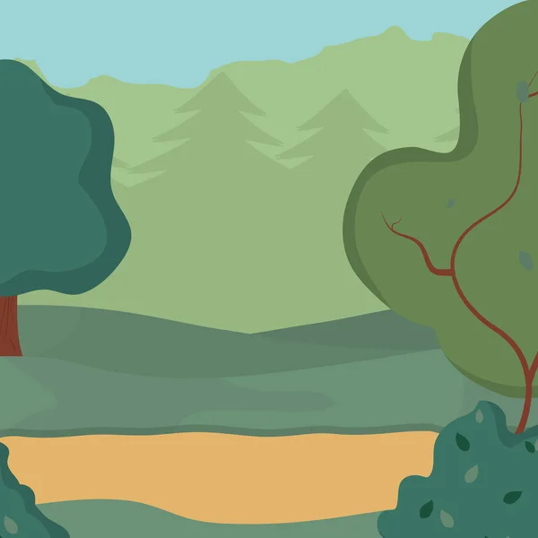 Caricature paysage forêt — Image vectorielle