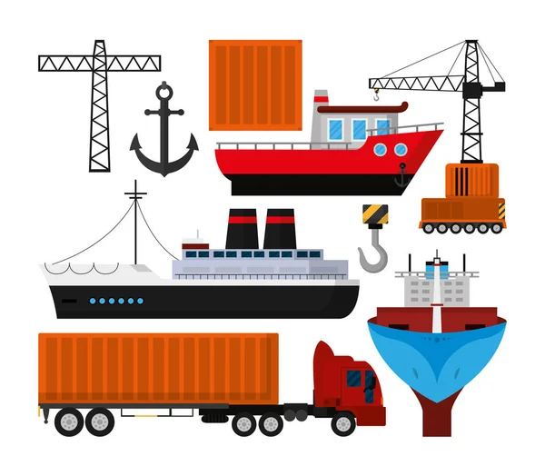Industria dei trasporti marittimi — Vettoriale Stock