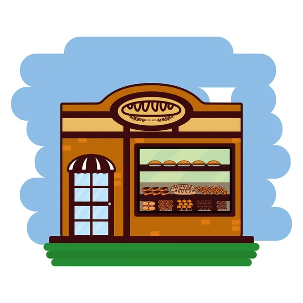 Deliciosa panadería de dibujos animados — Vector de stock