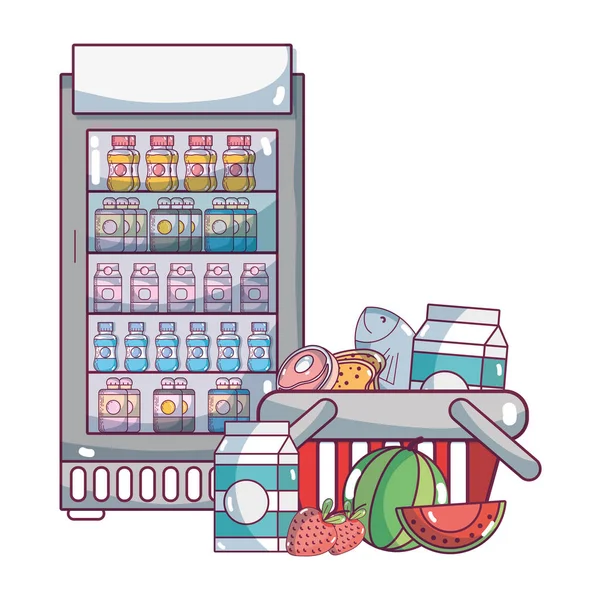 Productos de supermercado de comestibles de dibujos animados — Vector de stock