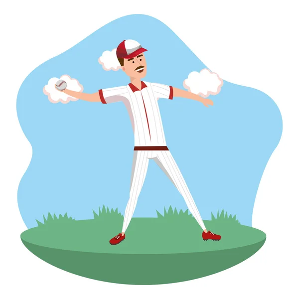 Baseball játékos rajzfilm — Stock Vector