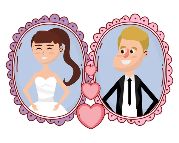 Wedding portrait cartoon — Stock Vector