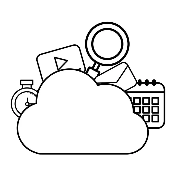 Technologia sieci web chmura kreskówka — Wektor stockowy