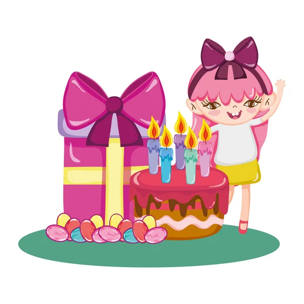 Fiesta de cumpleaños de chica — Vector de stock