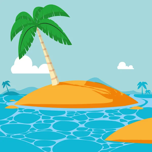 Dibujos animados de verano y playa — Vector de stock