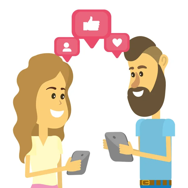 Пара в соціальних мережах — стоковий вектор