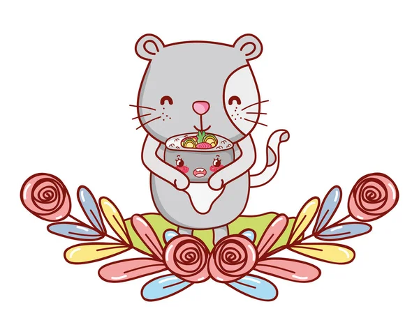 Gato con sushi kawaii — Archivo Imágenes Vectoriales