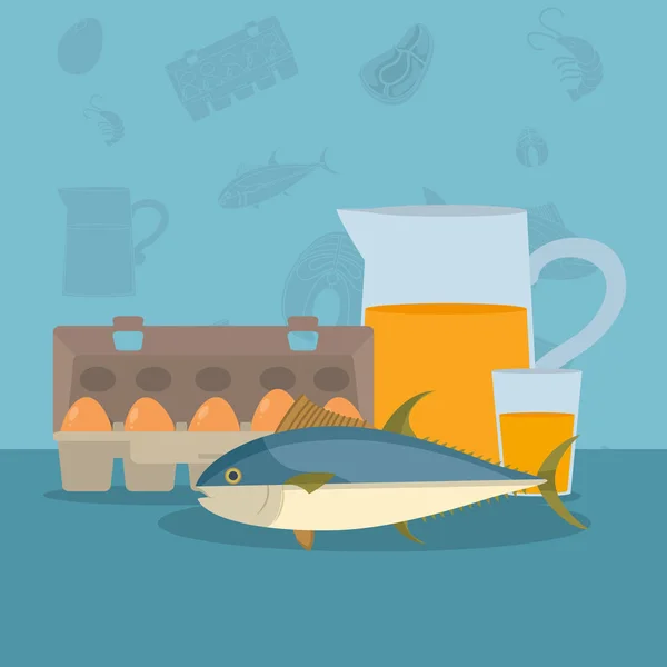 Concepto de mariscos saludables — Vector de stock