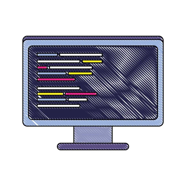 Technologie informatique râpée avec programme de code de données — Image vectorielle
