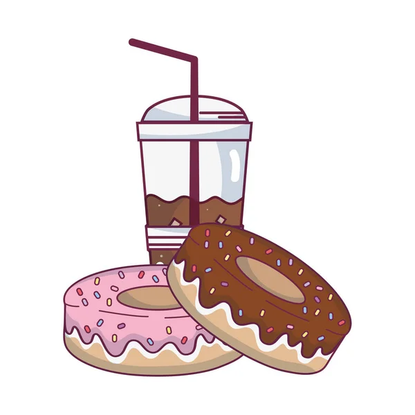 Donuts és a kávé — Stock Vector