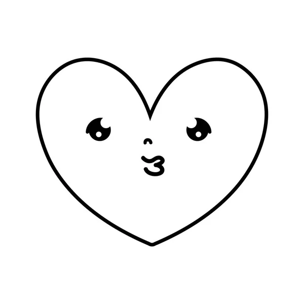 Satır kawaii güzel kalp yüz ifadesi — Stok Vektör