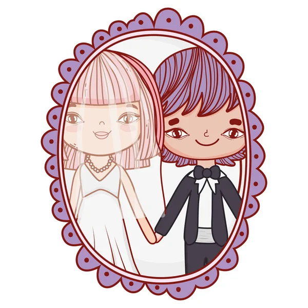 Boda pareja foto dibujos — Archivo Imágenes Vectoriales