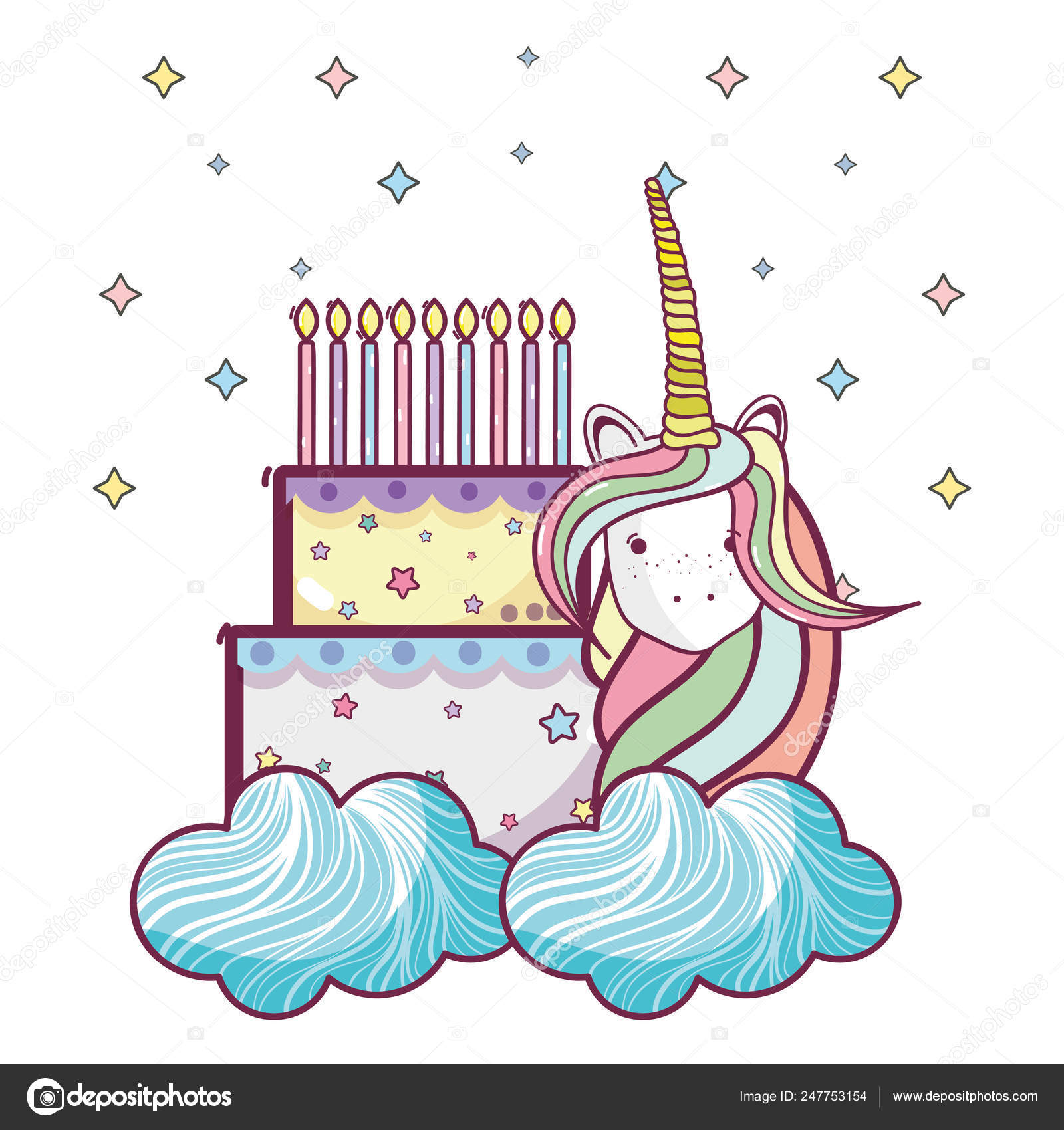 Joyeux Anniversaire Licorne Dessins Animes Image Vectorielle Par Stockgiu C Illustration