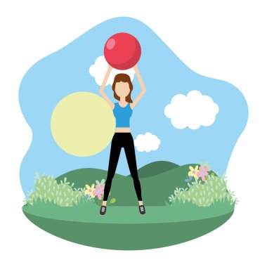 genç kadın egzersiz çizgi film