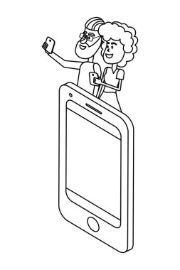 Smartphone siyah ve beyaz ile Çift