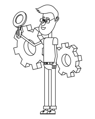 Gençler ve teknik destek siyah ve beyaz