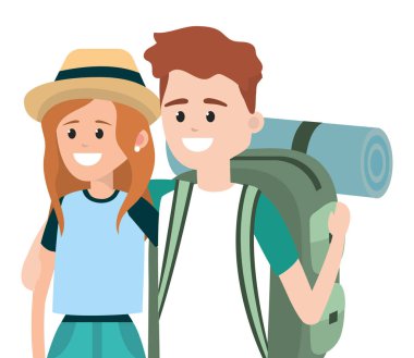 Turist çift çizgi film