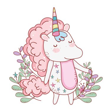 Tek boynuzlu at sevimli çizgi